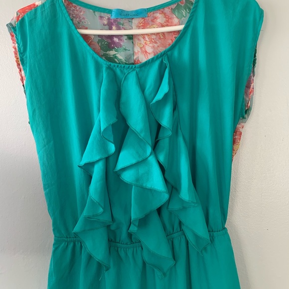 Teal / Floral Dress - Picture 3 of 4